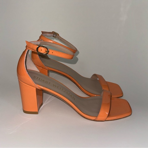 Stuart Weitzman Block heel Nudistcurve 75 Sandals Orange Women’s 7.5 - Picture 4 of 9